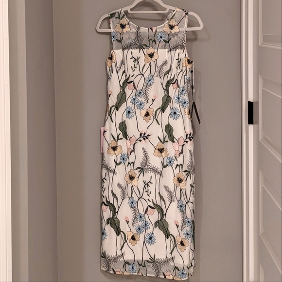 Adrianna Papell Floral Mini Dress - White, Green, Blue, Yellow - Picture 1 of 3